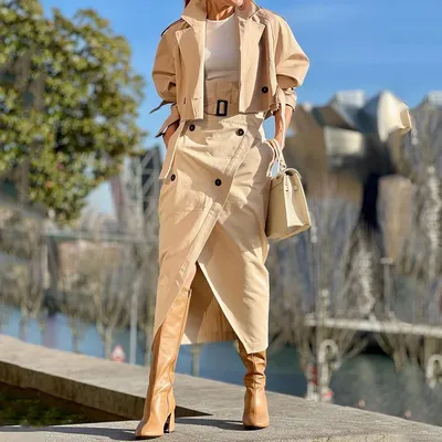 European And American Leisure Workwear Elegant Button Belt Suit Skirt