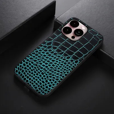 Fashion Solid Color Genuine Leather Phone Case