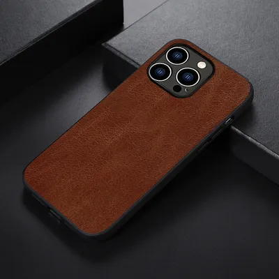 Fashion Solid Color Genuine Leather Phone Case
