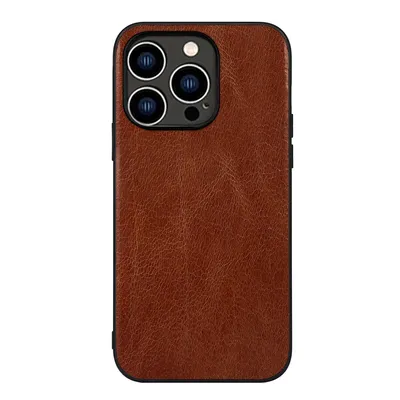 Fashion Solid Color Genuine Leather Phone Case