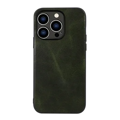 Fashion Solid Color Genuine Leather Phone Case