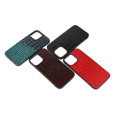 Fashion Solid Color Genuine Leather Phone Case