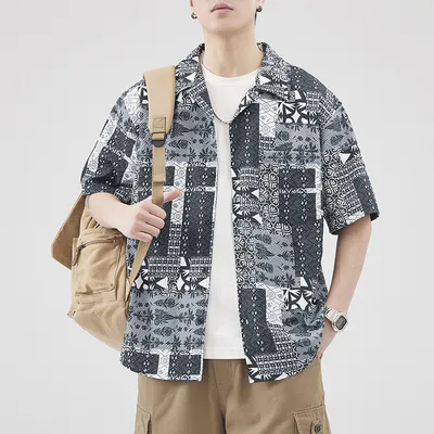 Japanese-style Retro Men's Summer Loose Half Sleeve