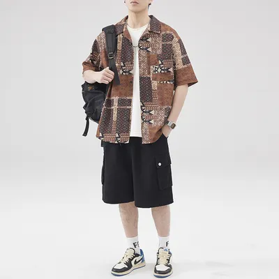 Japanese-style Retro Men's Summer Loose Half Sleeve