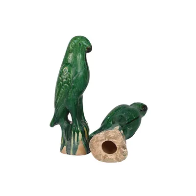Green Glaze Parrot Study Desktop Animal Home Decorative Ceramic Soft Crafts