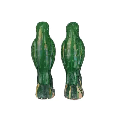 Green Glaze Parrot Study Desktop Animal Home Decorative Ceramic Soft Crafts