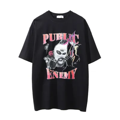 Men's Loose Casual Masked Figure Printed Pullover T-shirt