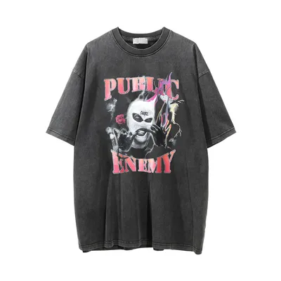 Men's Loose Casual Masked Figure Printed Pullover T-shirt