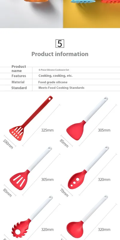 Nylon Vertical Storage Silicone Kitchenware 6-piece Set