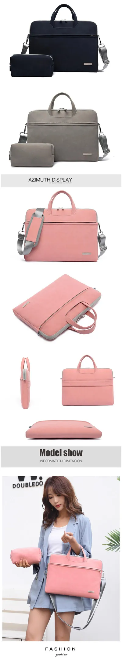 PU Leather Women Laptop Bag Notebook Carrying Case Briefcase For Macbook Air 13.3 14 15.6 Inch Men Handbags Shoulder Mouse Bag