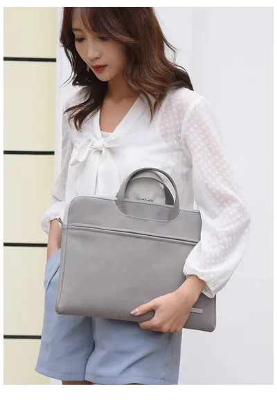 PU Leather Women Laptop Bag Notebook Carrying Case Briefcase For Macbook Air 13.3 14 15.6 Inch Men Handbags Shoulder Mouse Bag