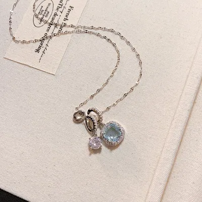 Blue Crystal Pendant Necklace For Women