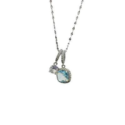 Blue Crystal Pendant Necklace For Women