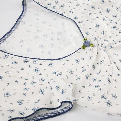 Lace Stitching Square Collar Pleated Bow Short Sleeve T-shirt