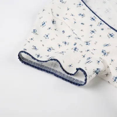Lace Stitching Square Collar Pleated Bow Short Sleeve T-shirt