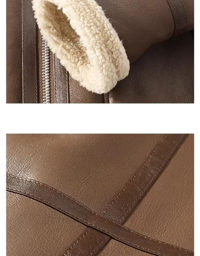 Fur Integrated Suede Jacket Male Velvet Padded Thickened Top
