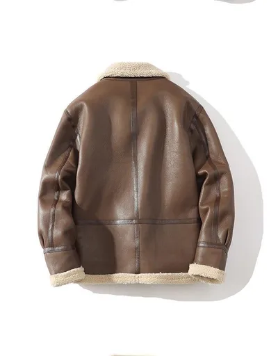 Fur Integrated Suede Jacket Male Velvet Padded Thickened Top