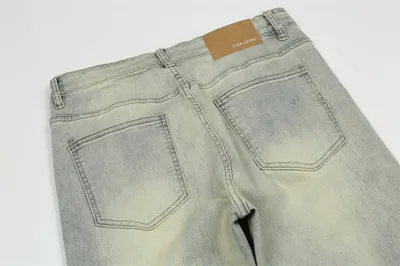Printed Washed Worn Jeans Men