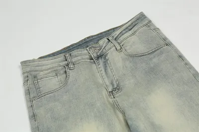 Printed Washed Worn Jeans Men