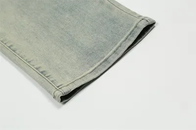 Printed Washed Worn Jeans Men