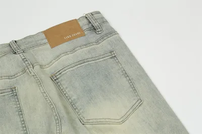 Printed Washed Worn Jeans Men