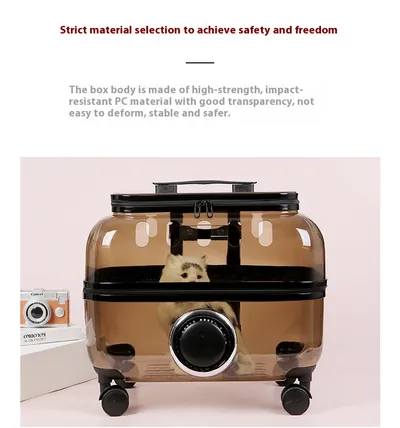 Cat Bag Portable Pet Trolley Bag Space Capsule Transparent Cat Luggage
