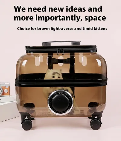 Cat Bag Portable Pet Trolley Bag Space Capsule Transparent Cat Luggage