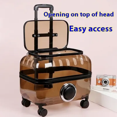 Cat Bag Portable Pet Trolley Bag Space Capsule Transparent Cat Luggage