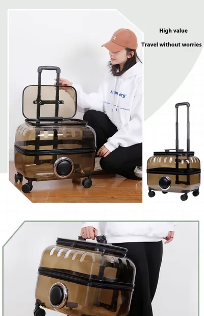 Cat Bag Portable Pet Trolley Bag Space Capsule Transparent Cat Luggage