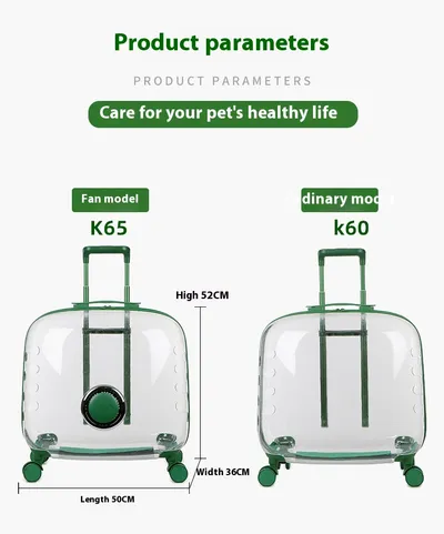 Cat Bag Portable Pet Trolley Bag Space Capsule Transparent Cat Luggage