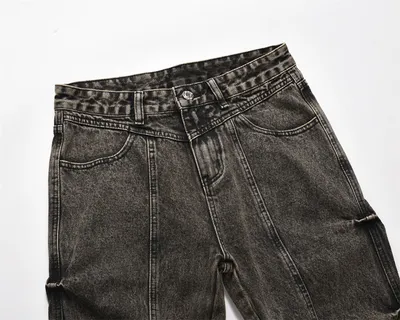 Pleated Loose Denim Trousers Men