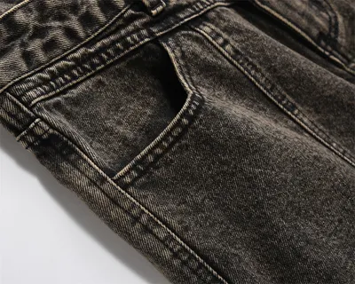 Pleated Loose Denim Trousers Men