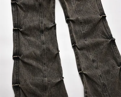 Pleated Loose Denim Trousers Men