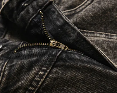 Pleated Loose Denim Trousers Men