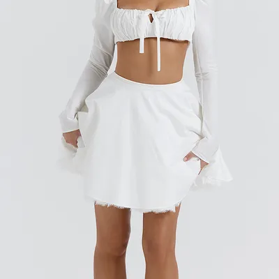 Hot Girl Women's Fashion Bowknot Lace Skirt