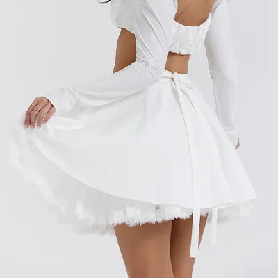 Hot Girl Women's Fashion Bowknot Lace Skirt