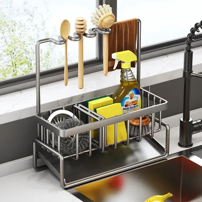 Kitchen Storage Rack Household Sink Drainage Basket Sub-table Multi-functional Detergent