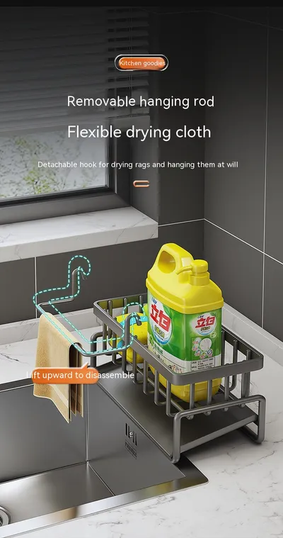Kitchen Storage Rack Household Sink Drainage Basket Sub-table Multi-functional Detergent