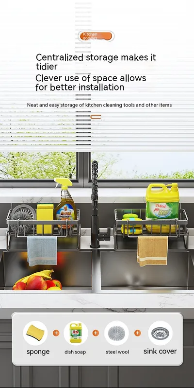 Kitchen Storage Rack Household Sink Drainage Basket Sub-table Multi-functional Detergent