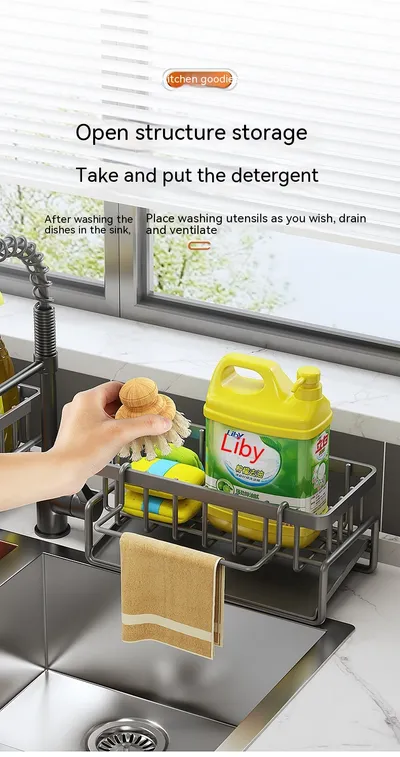 Kitchen Storage Rack Household Sink Drainage Basket Sub-table Multi-functional Detergent