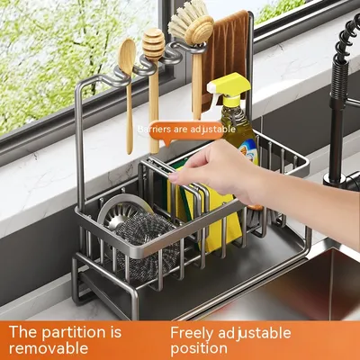Kitchen Storage Rack Household Sink Drainage Basket Sub-table Multi-functional Detergent