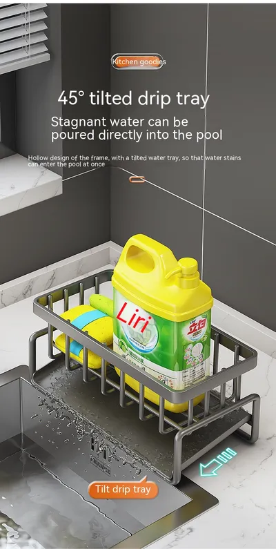 Kitchen Storage Rack Household Sink Drainage Basket Sub-table Multi-functional Detergent