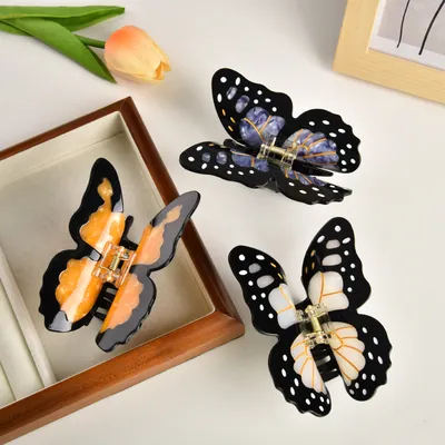 Acetate Butterfly Grip Large Sweet Hair Clip Back Spoon Updo Shark Claw