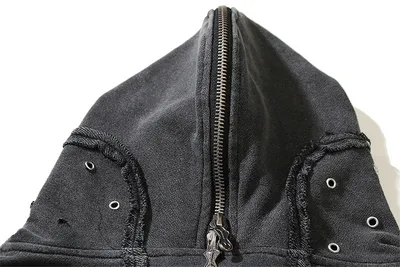 Men's Washed Batik Zipper Hooded Cardigan Sweater