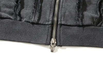 Men's Washed Batik Zipper Hooded Cardigan Sweater