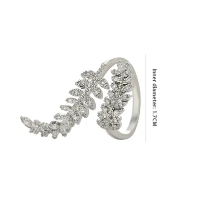 Micro-inlaid Diamond Super Shiny Leaves Open Ring For Women