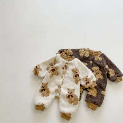 بذلات أطفال خريفية وشتوية على الطراز الكوري من فرو الخروف