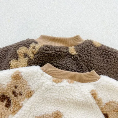بذلات أطفال خريفية وشتوية على الطراز الكوري من فرو الخروف