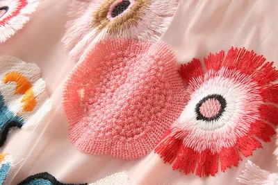 Circle Embroidered Mesh Fashion Dress Women