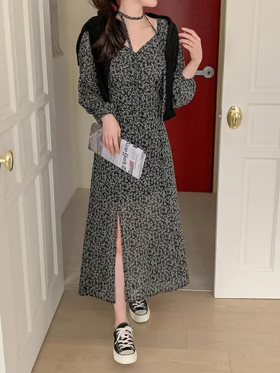 Fashion Women Slim Fit Slit Dress